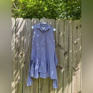 Derek Lam Denim Blue Gingham Sleeveless Shirt Dress